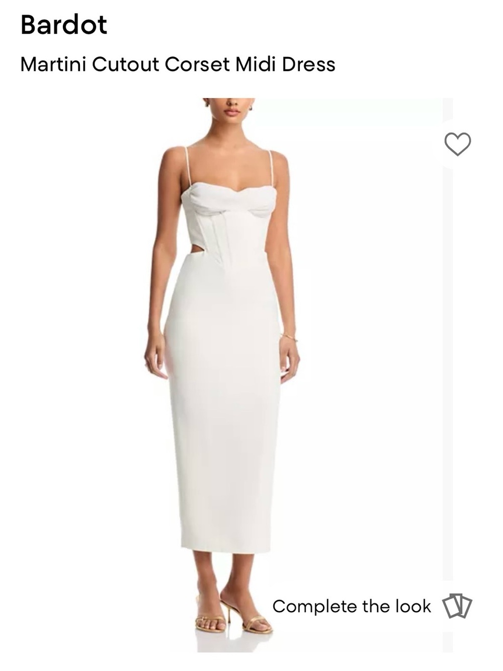 Bardot White Martini Cutout Corset Midi Dress